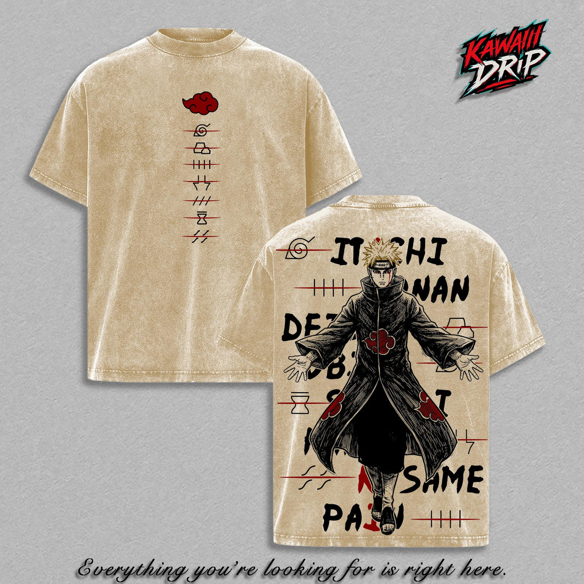 Pain Naruto Akatsuki Leader Rinnegan Anime Vintage Washed Tee
