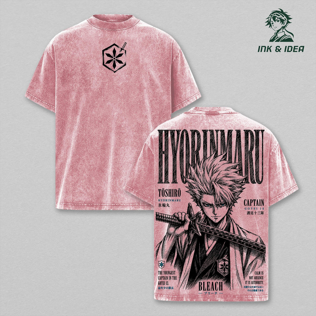 Toshiro Hitsugaya Bleach Hyorinmaru Anime Vintage Washed Tee
