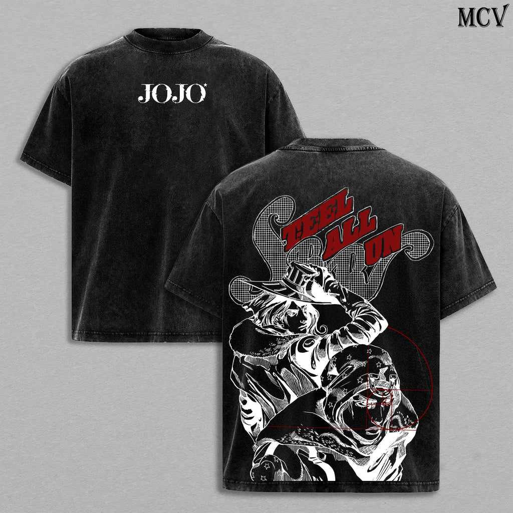 Johnny Joestar x Gyro Zeppeli Steel Ball Run Anime Vintage Washed Tee