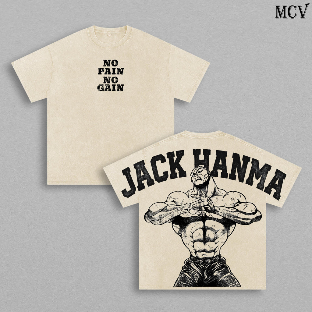 Jack Hanma Baki Gym Bite Style Anime Vintage Washed Tee