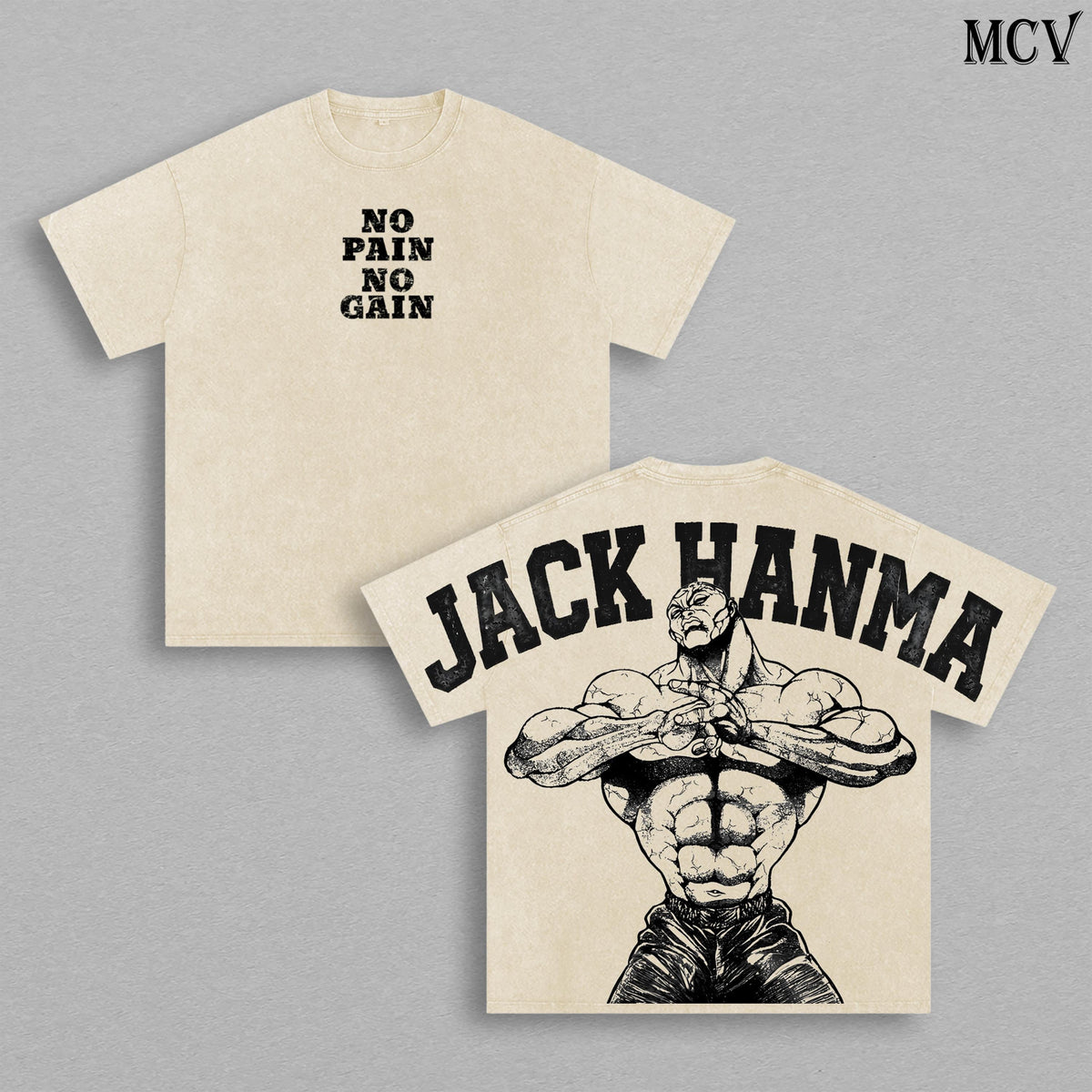 Jack Hanma Baki Gym Bite Style Anime Vintage Washed Tee
