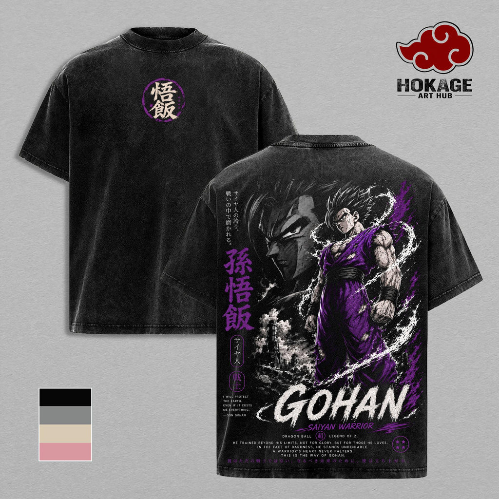 Gohan DBZ Saiyan Warrior Anime Vintage Washed Tee
