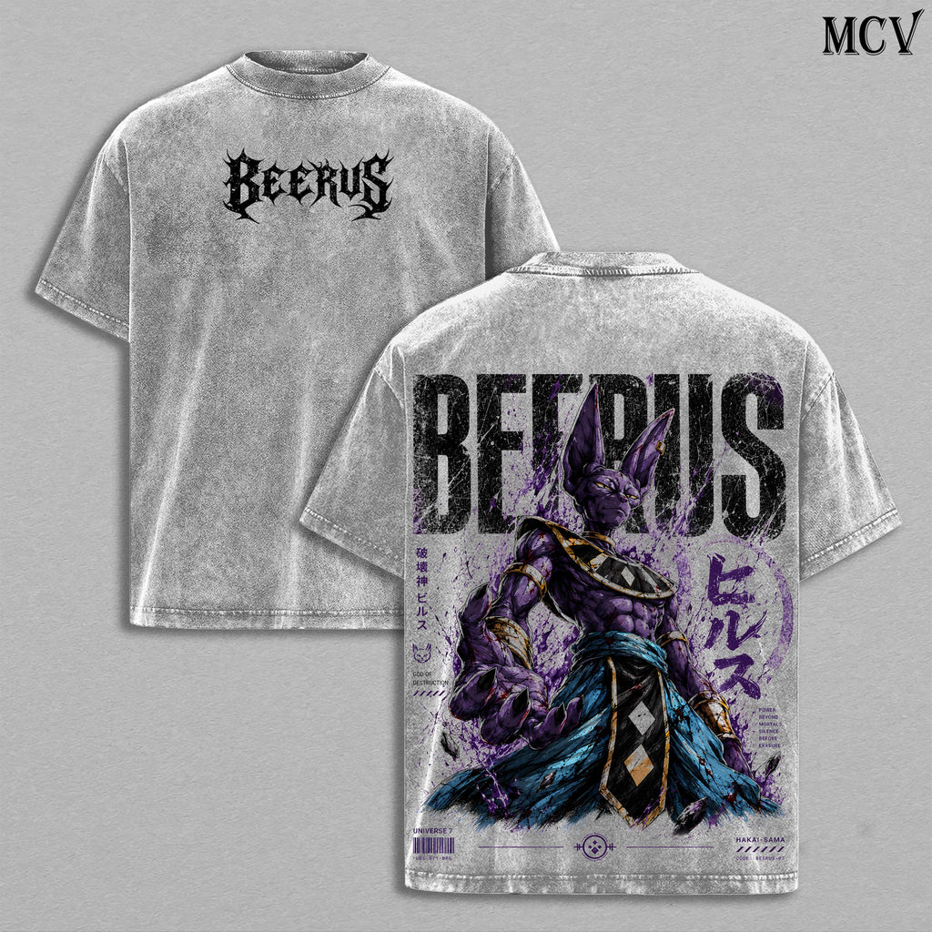 Beerus God of Destruction DBZ Anime Vintage Washed Tee