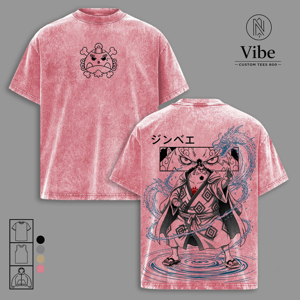 Jinbe 1 Piece Straw Hat Pirates Anime Vintage Washed Tee