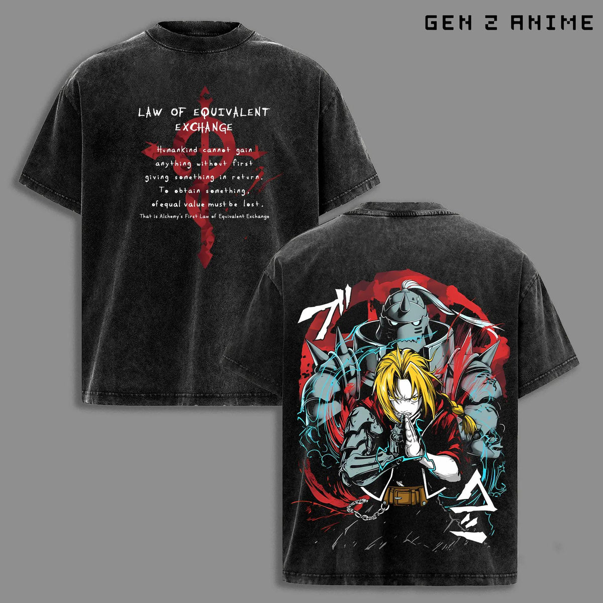 Edward & Alphonse Fullmetal Alchemist Anime Vintage Washed Tee