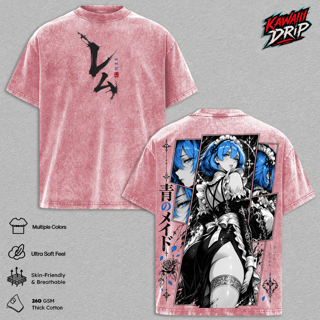 Rem Re Zero Anime Vintage Washed Tee