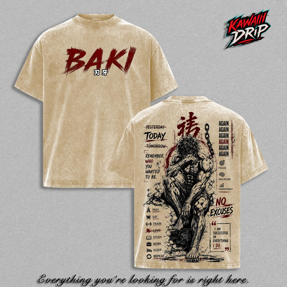 Baki Hanma Martial Arts Anime Vintage Washed Tee