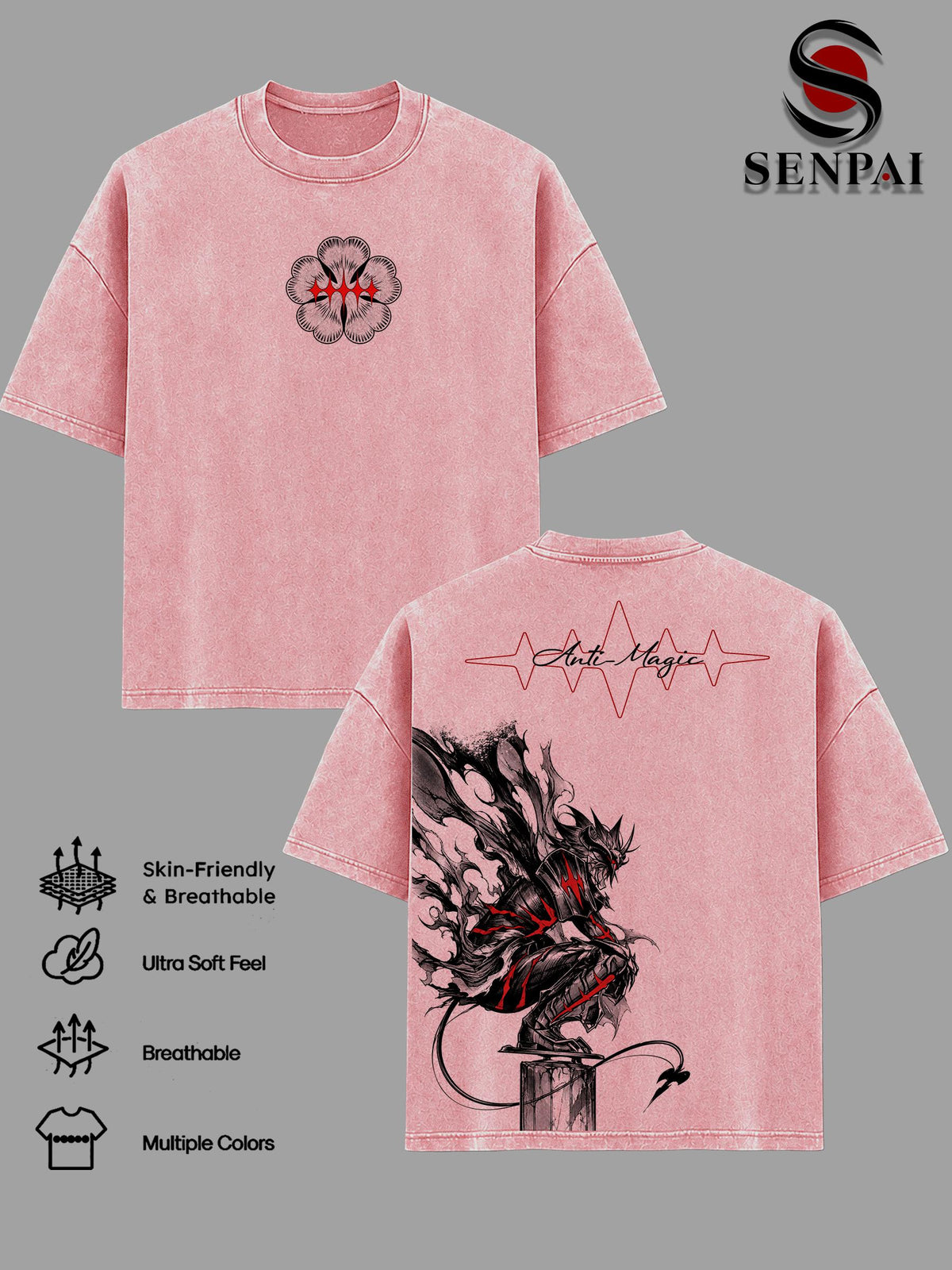 Asta Black Clover Dark Fantasy Anime Vintage Washed Tee