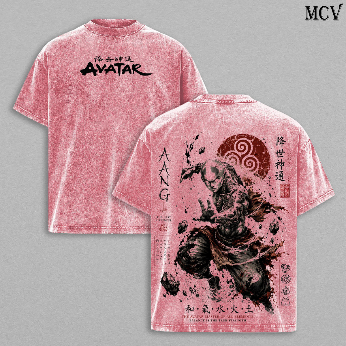 Aang Avatar The Last Airbender Gothic Tattoo Vintage Washed Tee