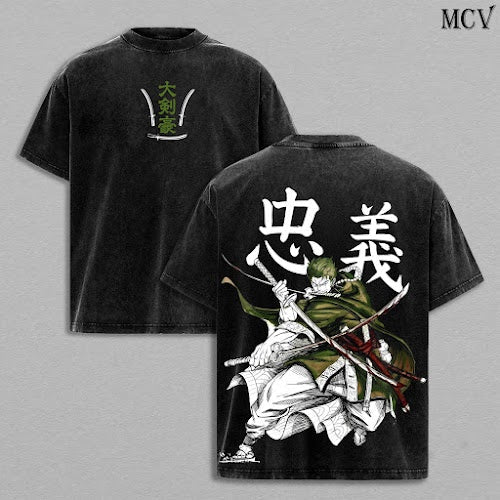 Roronoa Zoro One Piece Santoryu Anime Vintage Washed Tee