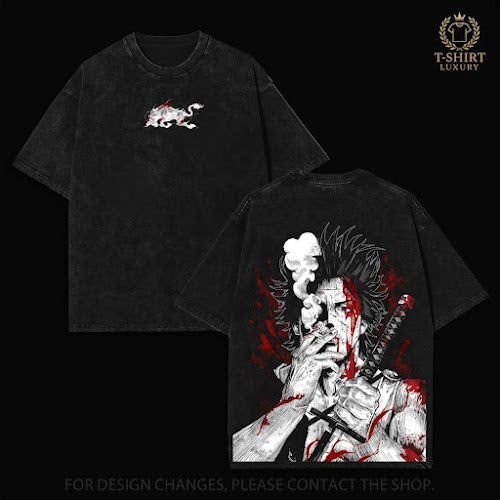 Yami Sukehiro Red x Black Bulls Black Clover Anime Double Printed Vintage Washed Tee