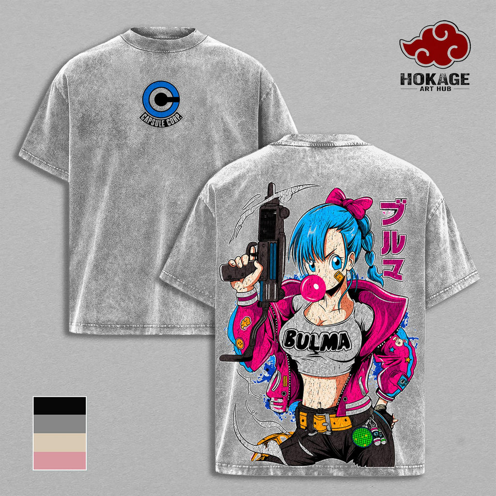 Bulma DBZ Capsule Corp Waifu Anime Vintage Washed Tee