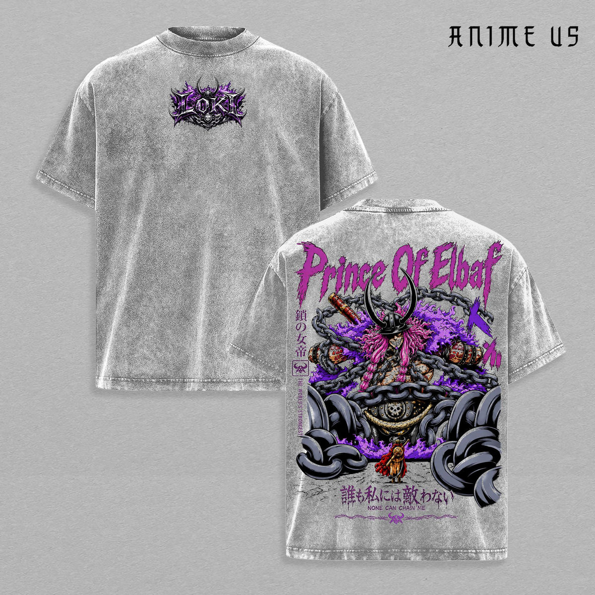 Loki Prince of Elbaf One Piece None Can Chain Me Anime Vintage Washed Tee