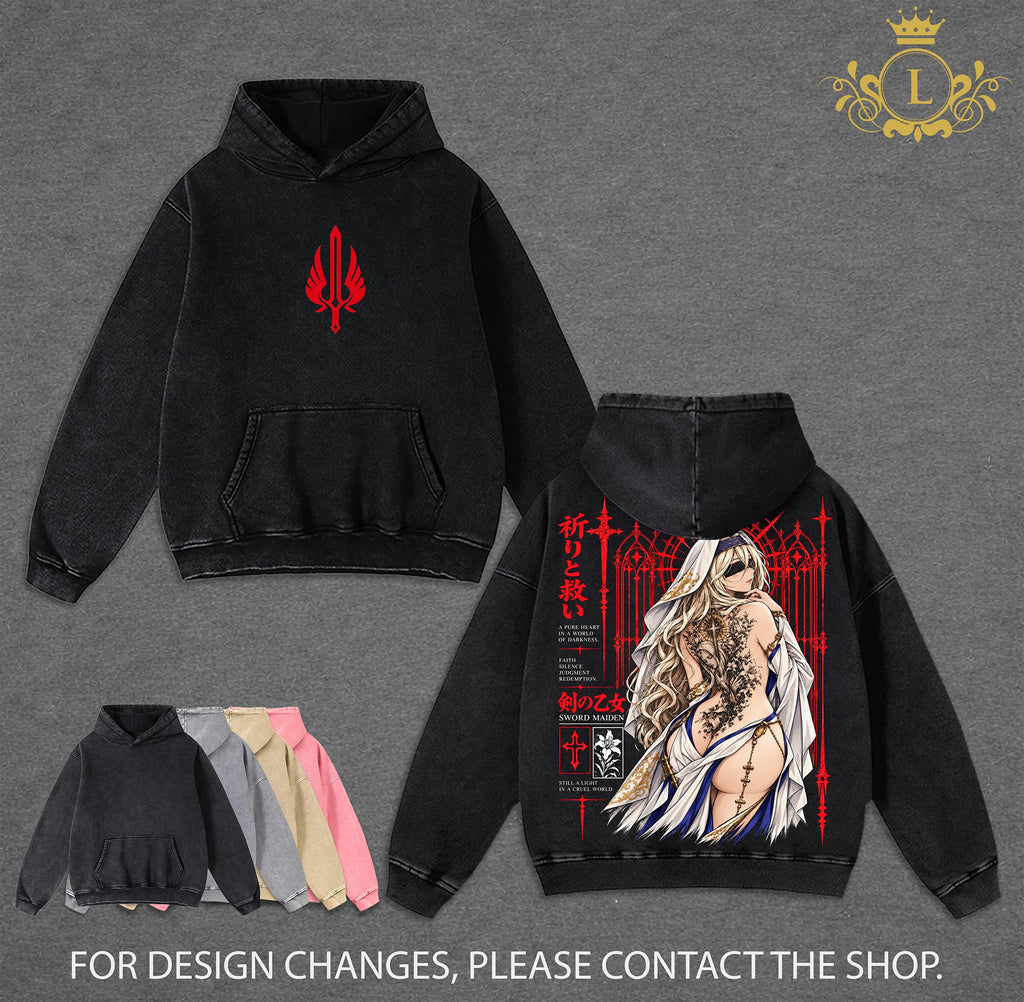 Sword Maiden Fantasy Anime Vintage Washed Tee
