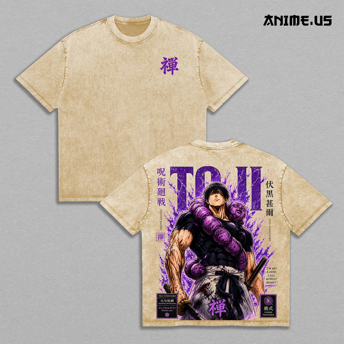 Toji Fushiguro Jujutsu Kaisen Heavenly Restriction Anime Vintage Washed Tee