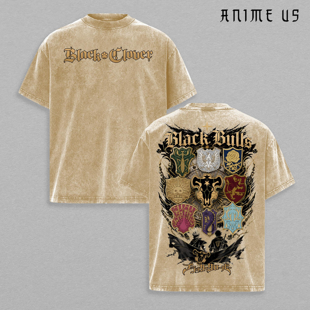 Black Clover Magic Knight Squad Insignia Anime Vintage Washed Tee