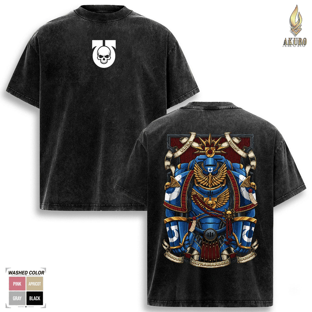 Ultramarines Warhammer 40K Shirt, Space Marines Collection Tee, Oversized Vintage Washed Cotton Shirt Top Menswear
