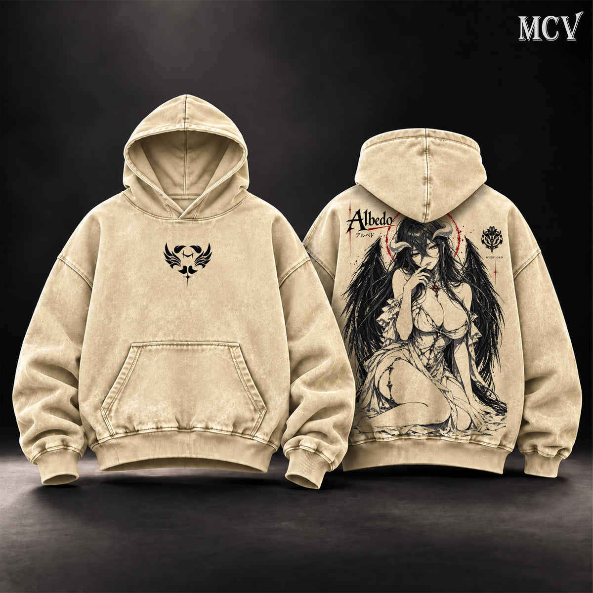 Albedo Overlord Anime Vintage Washed Hoodie