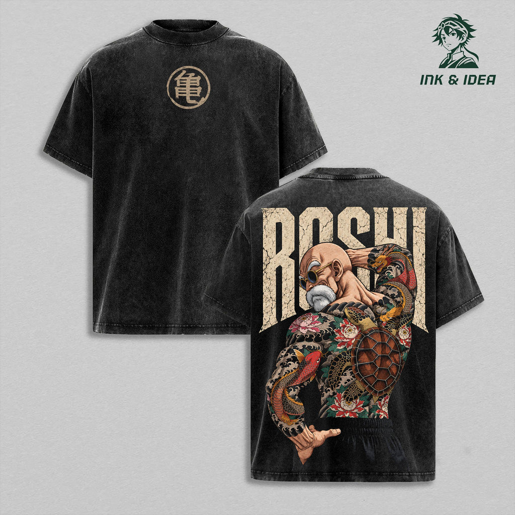 Master Roshi DBZ Turtle School Anime Vintage Washed Tee