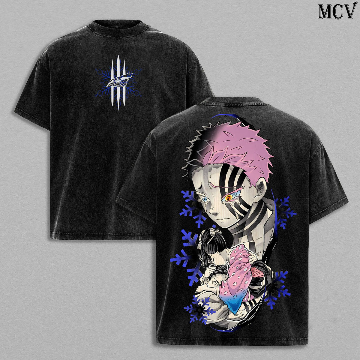 Akaza vs Koyuki Demon Slayer Anime Vintage Washed Graphic Tee