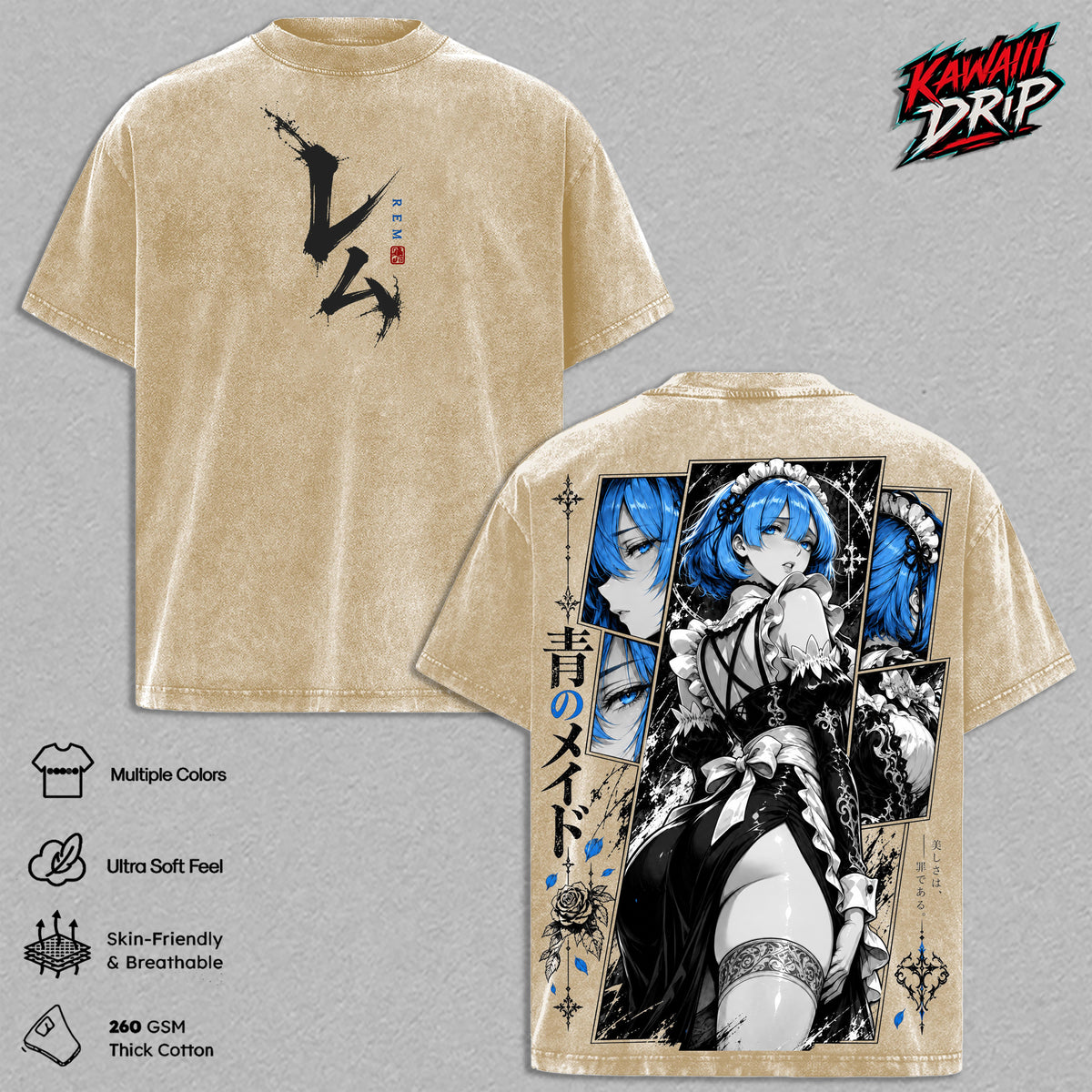 Rem Re Zero Anime Vintage Washed Tee