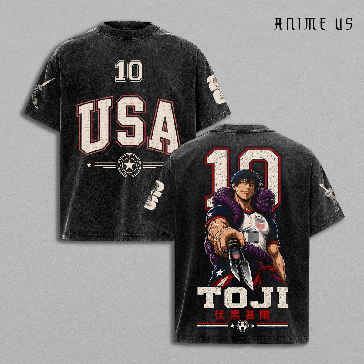 USA World Football 2026 Toji Dark Sorcerer Anime Vintage Washed Tee