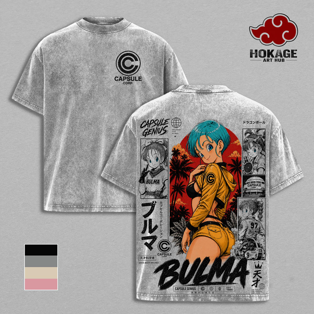 Bulma Capsule Corp DBZ Anime Vintage Washed Tee