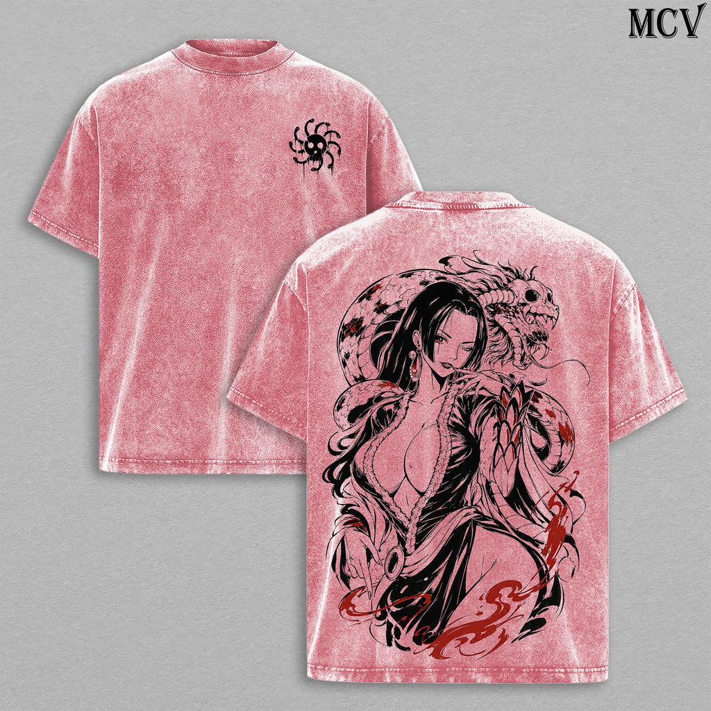 Boa Hancock One Piece'es Pirate Empress Anime Vintage Washed Tee
