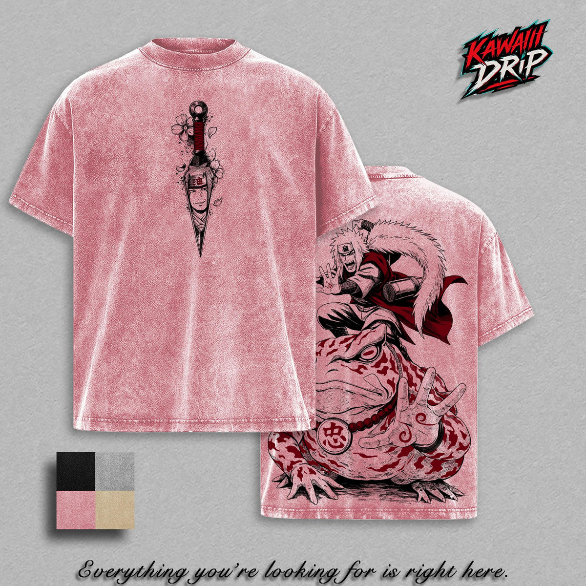 Jiraiya Naruto Sage Mode Anime Vintage Washed Tee