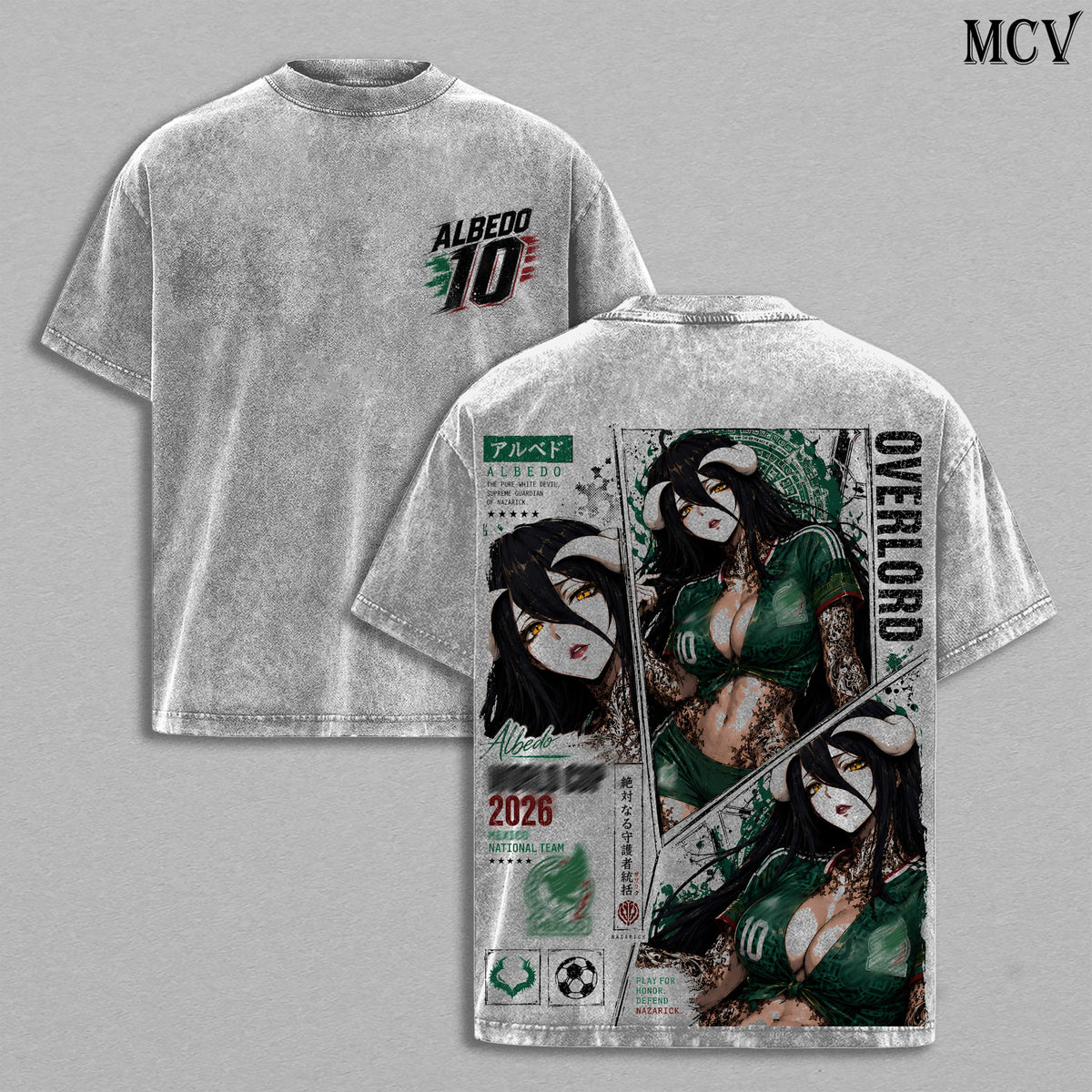 Albedo Overlord Mexico's World Football 2026 Anime Vintage Washed Tee