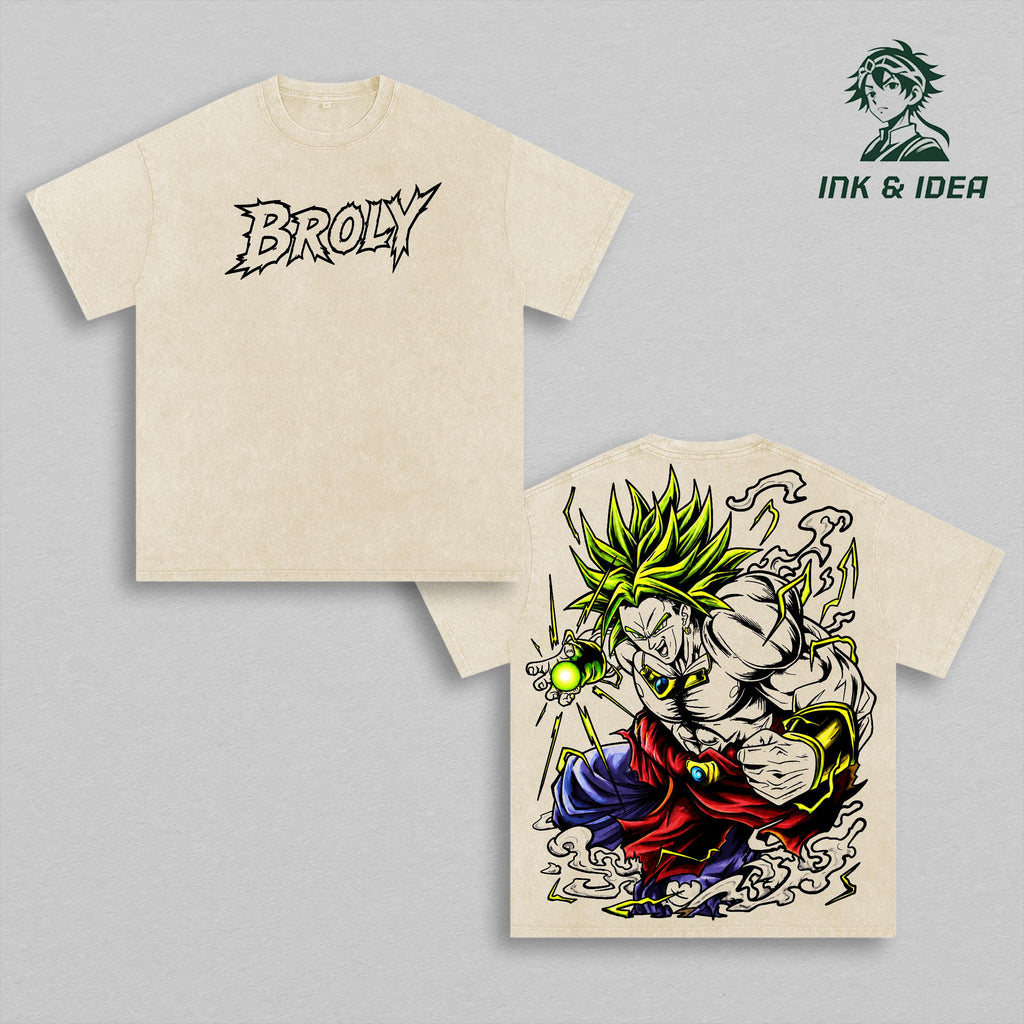Broly Legendary Super Saiyan Vintage Washed Anime Tee, Dragon Ball Z Broly Graphic Shirt, Oversized Streetwear T-Shirt