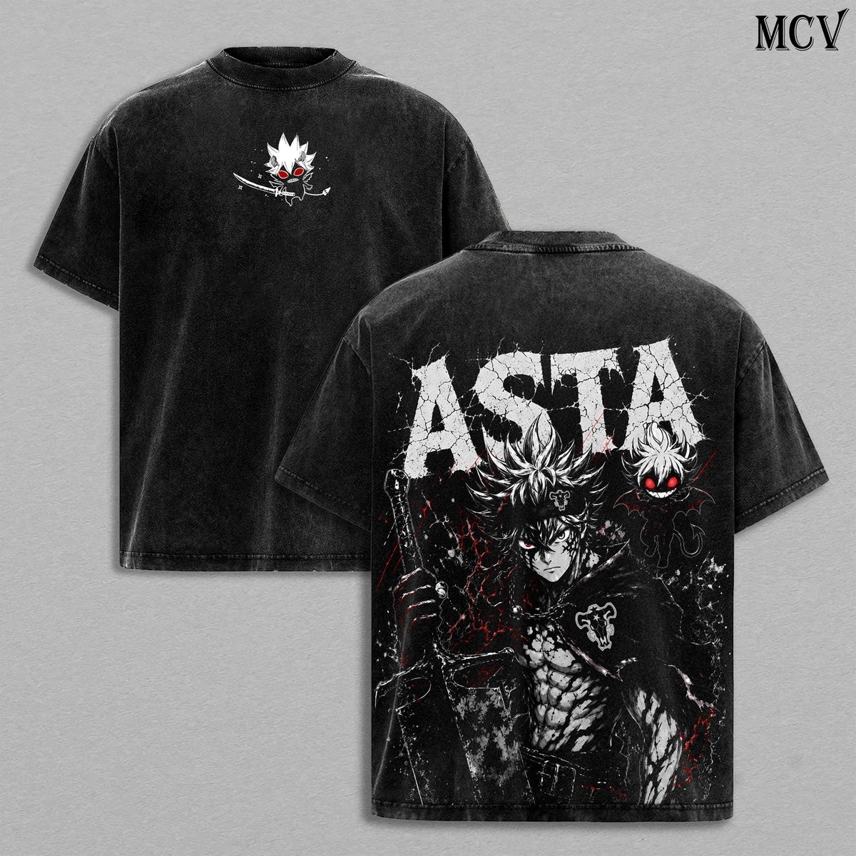 Asta Black Clover Anti Magic Knight Anime Vintage Washed Tee