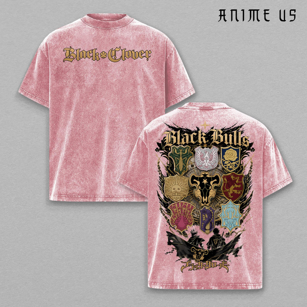 Black Clover Magic Knight Squad Insignia Anime Vintage Washed Tee
