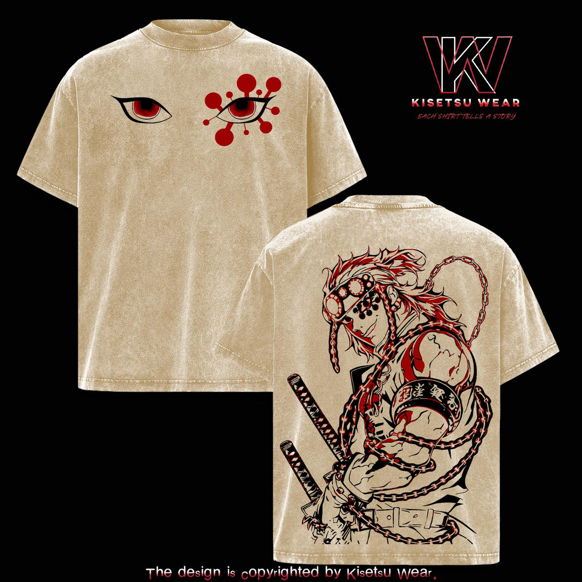Tengen Uzui Demon Slayer Sound Hashira Anime Vintage Washed Tee