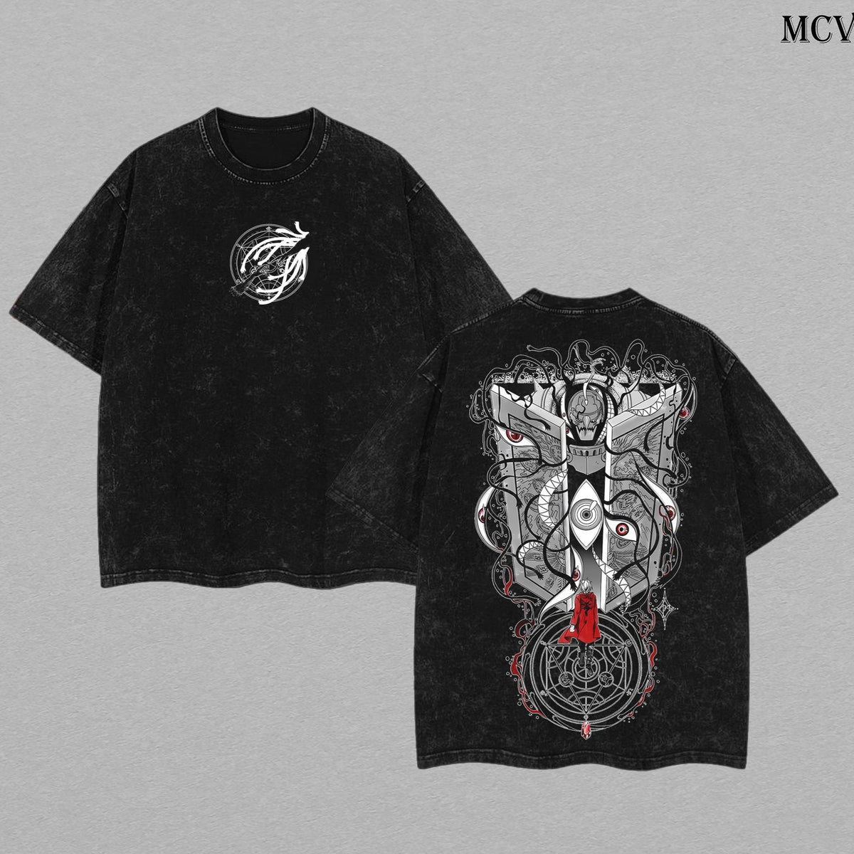 Edward Elric Gate of Truth Shirt – Fullmetal Alchemist Oversized Washed Heavyweight Cotton Tee Menswear Soft