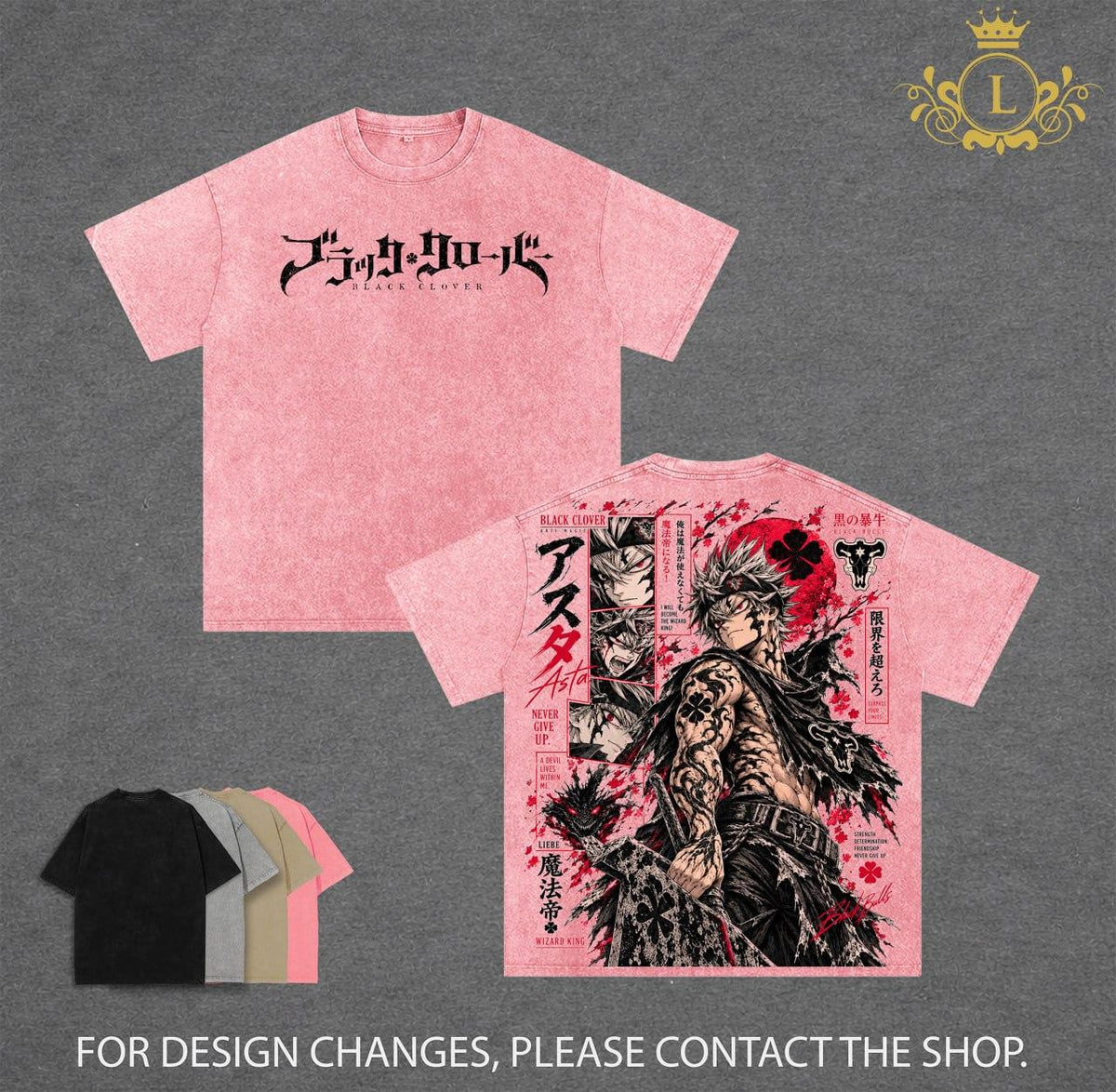 Limited Asta Black Clover Anime Vintage Washed Tee