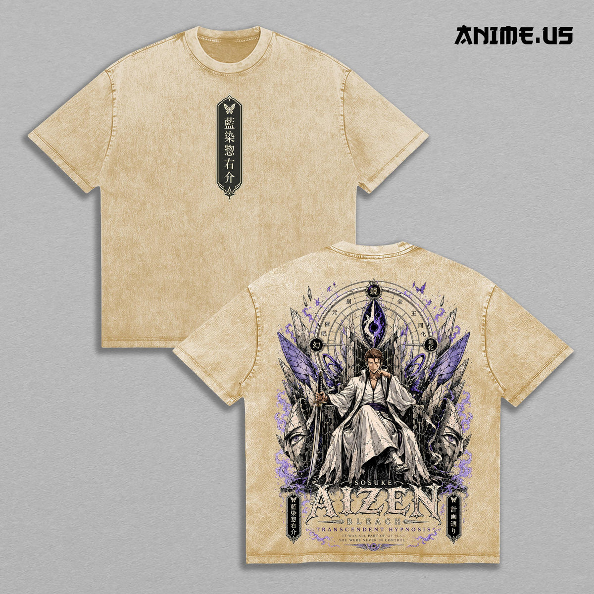 Sosuke Aizen Bleach Complete Hypnosis Anime Vintage Washed Tee