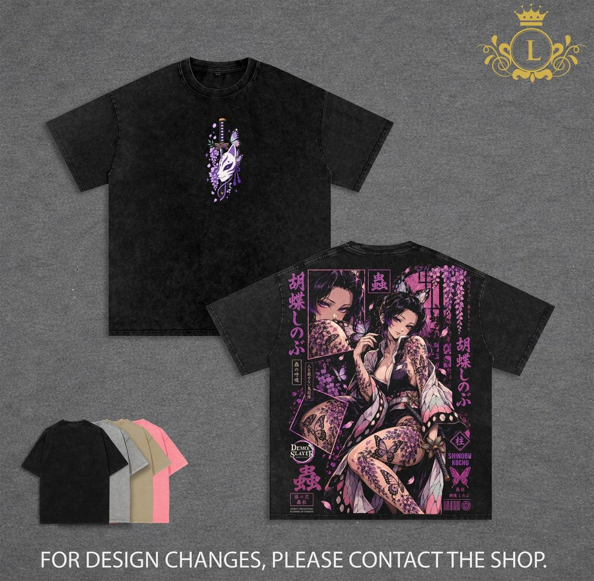 Limited Edition Shinobu Kocho Demon Slayer Anime Vintage Washed Tee