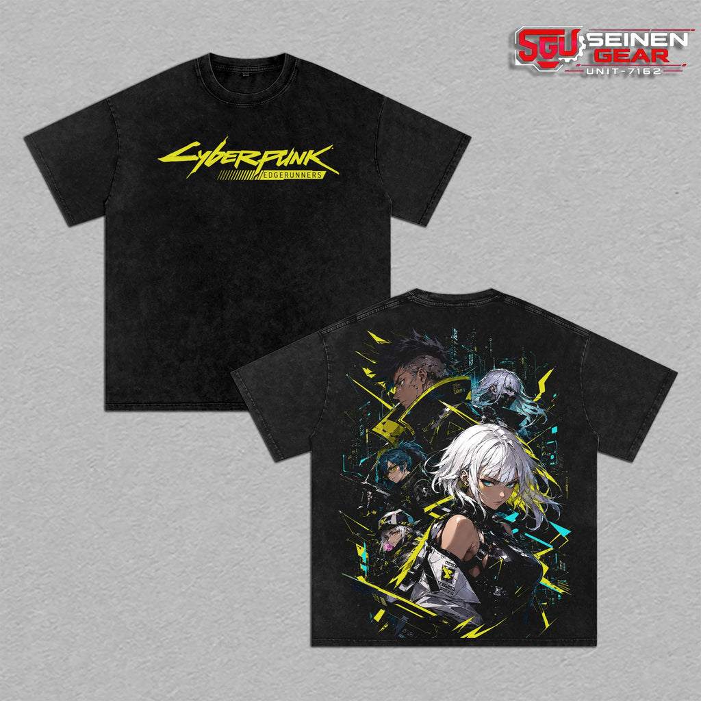 David x Lucy Cyberpunk Edgerunners Vintage Washed Oversized T-Shirt