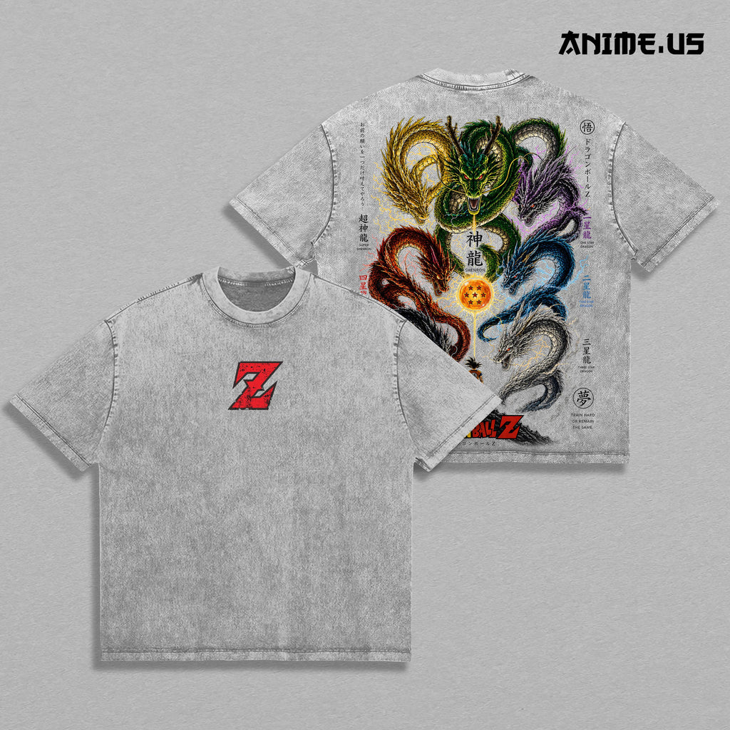 Kakarot Calling Eternal Dragon Vintage Washed T-Shirt Seven Wish Dragons Anime Graphic Oversized Heavy Cotton Streetwear Manga Fan Gift