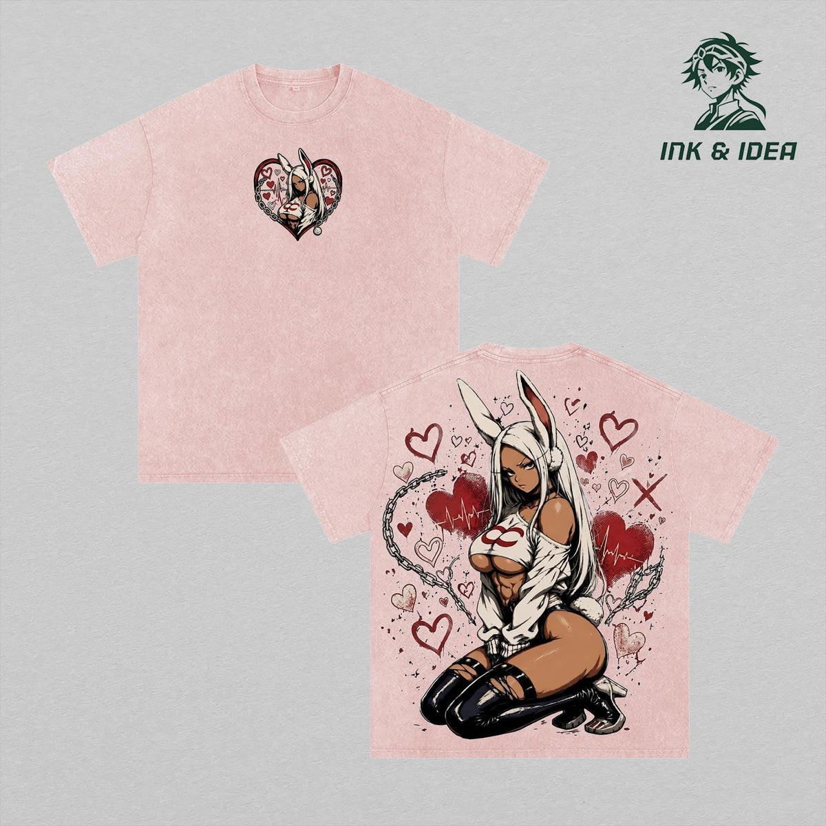 Mirko Bunny Hero Vintage Washed Anime Tee, My Hero Academia Rabbit Hero Graphic Shirt, Anime Streetwear Oversized T-Shirt