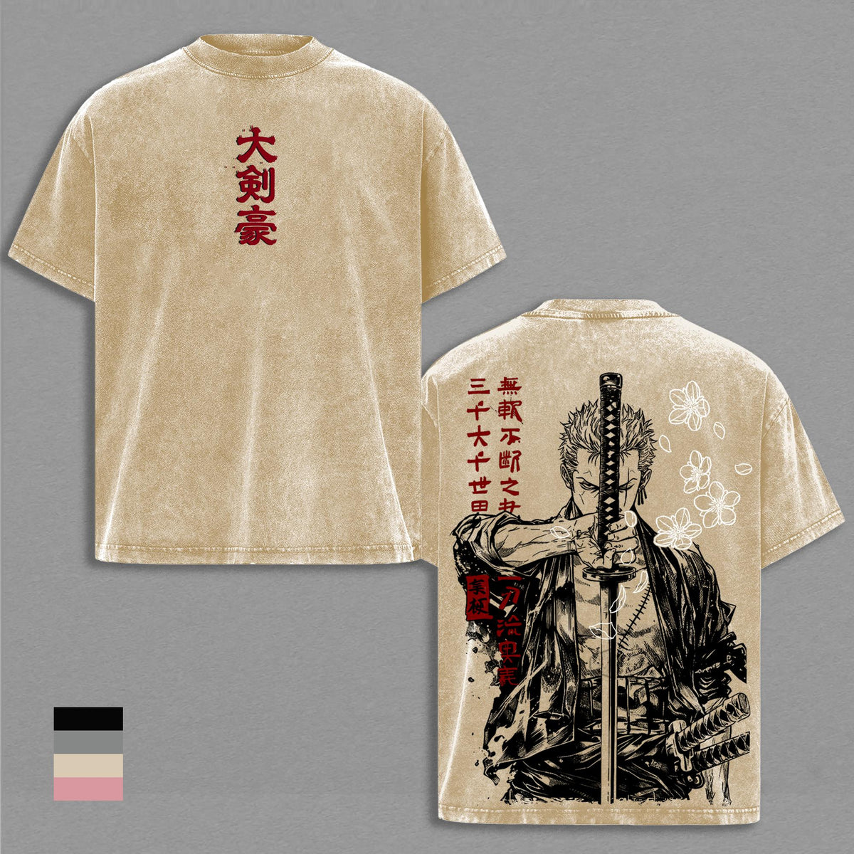 Zoro One Piece Roronoa Zoro Santoryu Anime Vintage Washed Tee