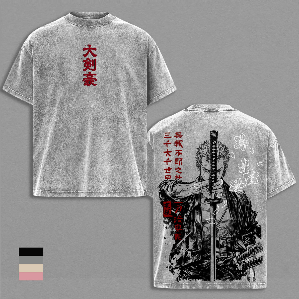 Zoro One Piece Roronoa Zoro Santoryu Anime Vintage Washed Tee