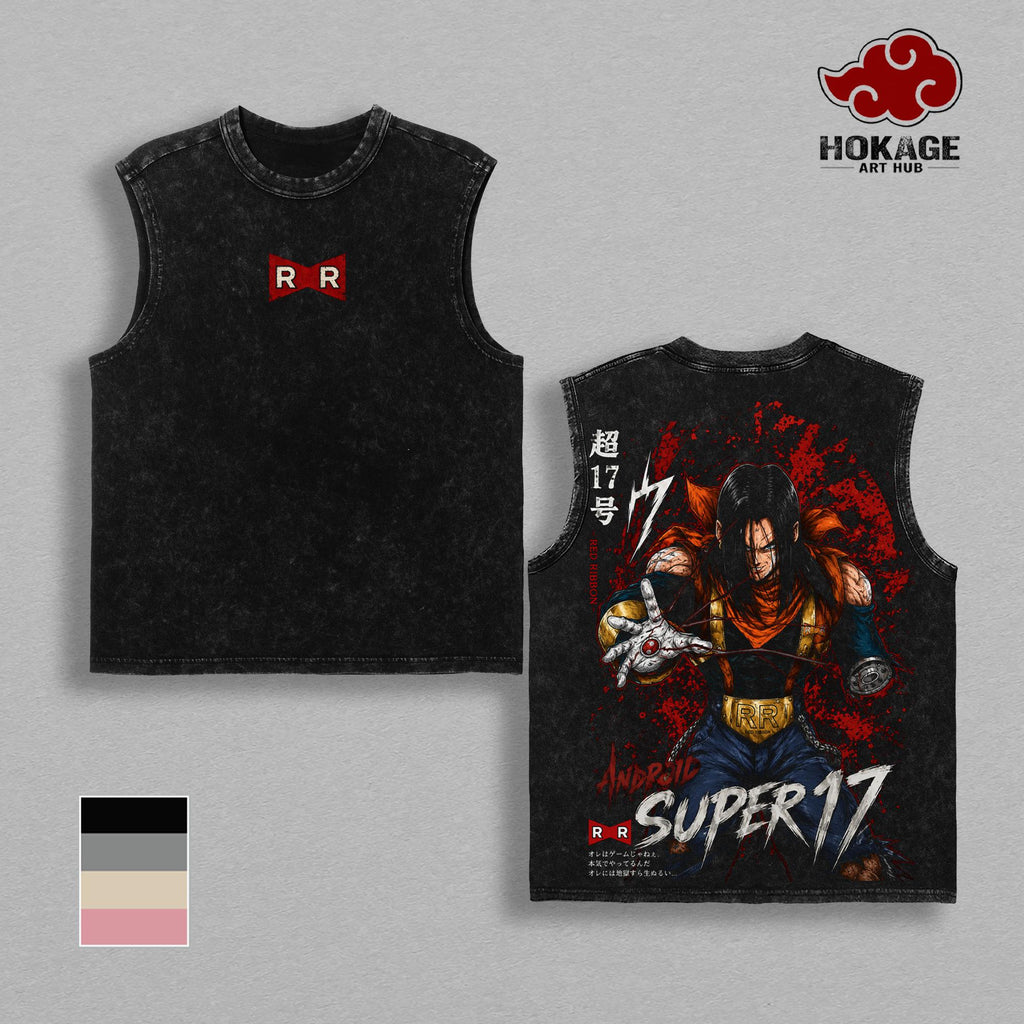 Android 17 DBZ Super 17 Anime Vintage Washed Tee