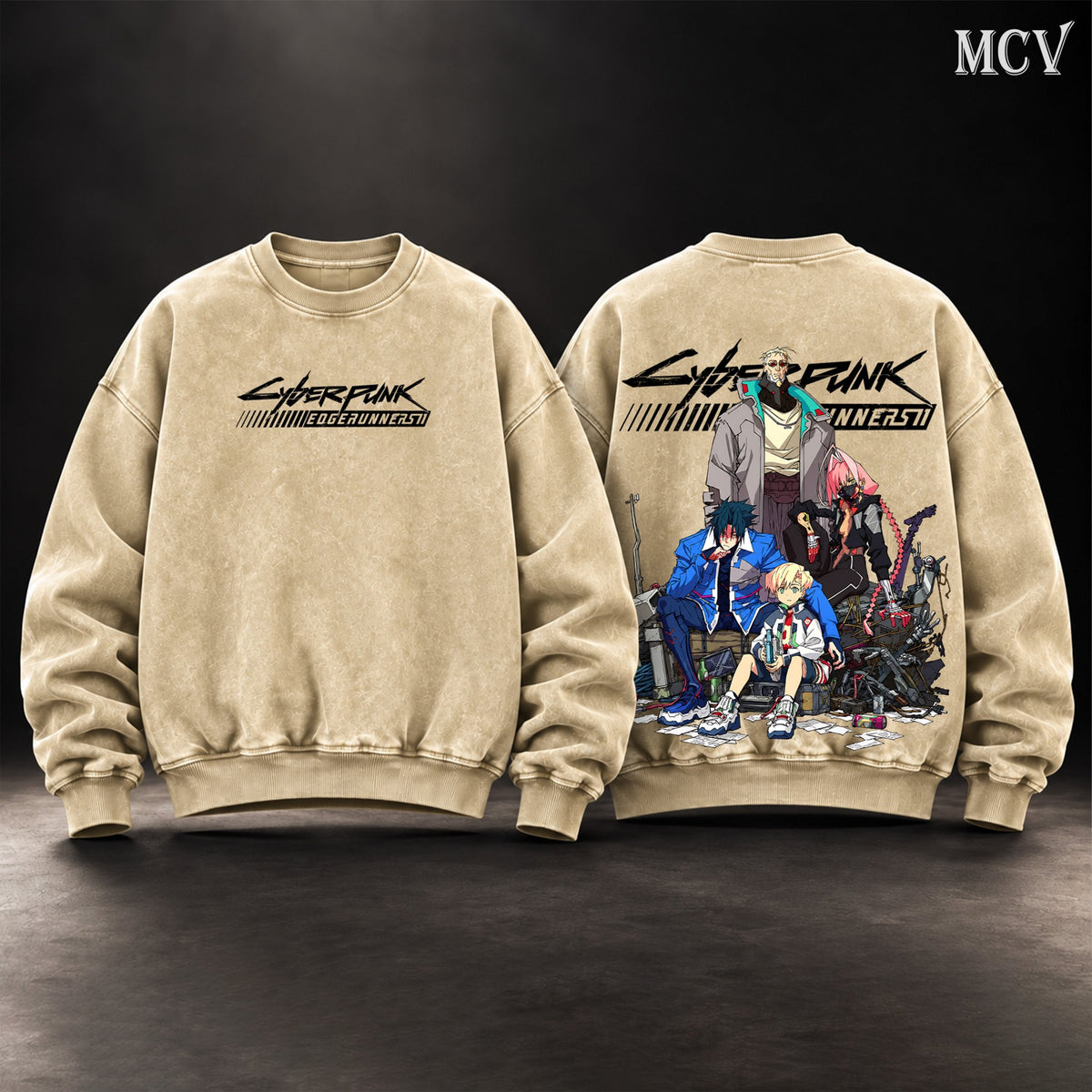 Cyberpunk Edgerunners 2 washed sweatshirt - Apricot
