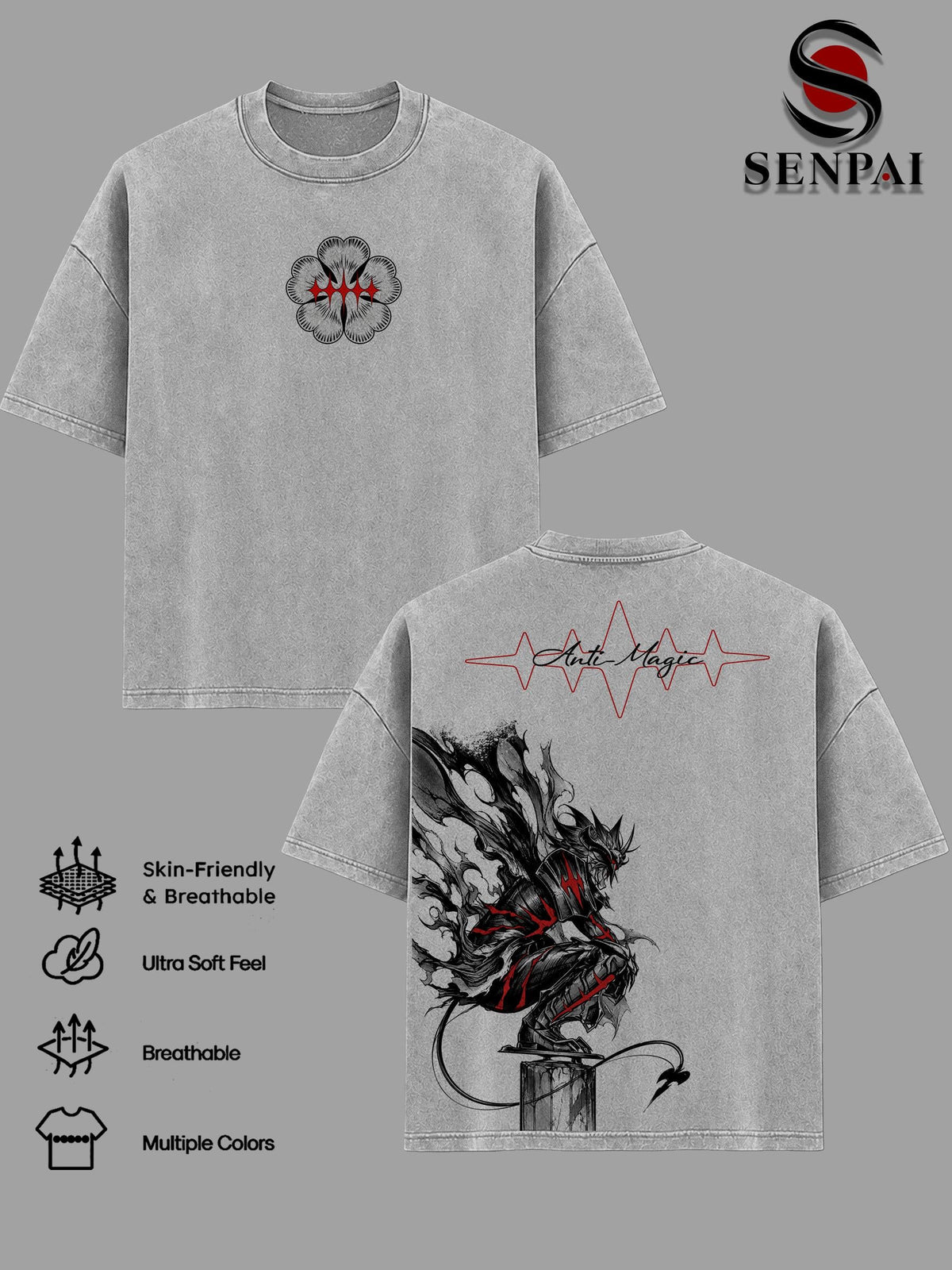 Asta Black Clover Dark Fantasy Anime Vintage Washed Tee