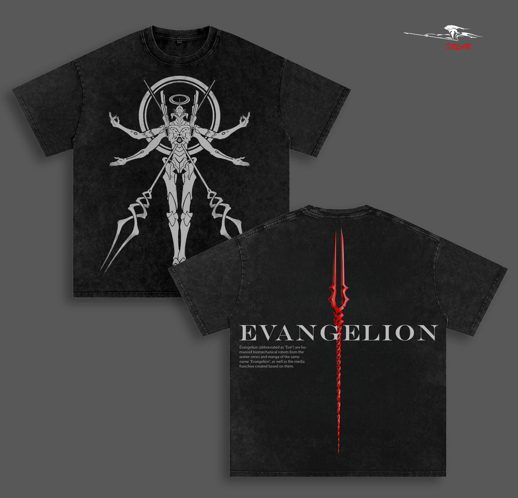 Eva. Unit 01 Neon Genesis Evangelion Anime Double Printed Vintage Washed Tee Unisex Oversize Anime Manga Washed Heavyweight Cotton T-shirt