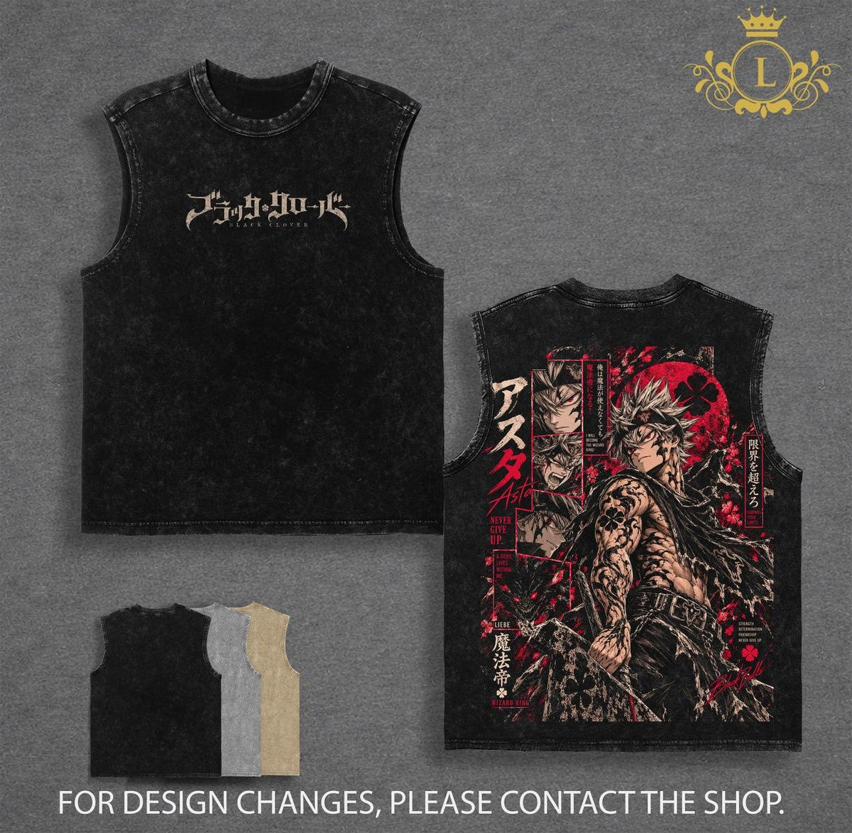 Limited Asta Black Clover Anime Vintage Washed Tee