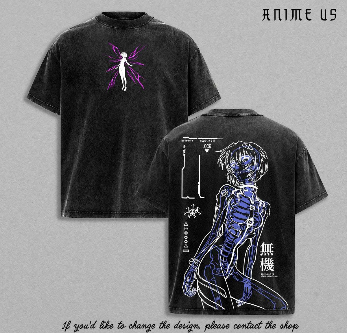 Rei Ayanami Cybercore Neon Genesis Evangelion Anime Vintage Washed Tee