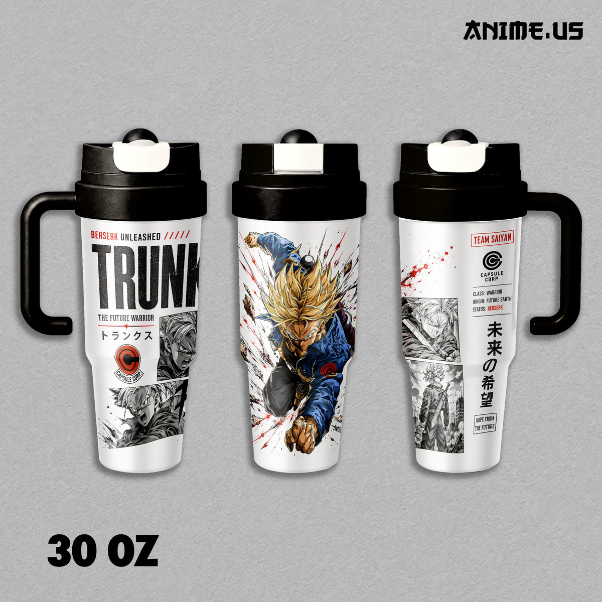 Future Trunks Super Saiyan DBZ Anime Tumbler 17oz 24oz 30oz